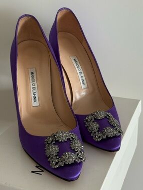 Manolo Blahnik Purple Satin Hangisi 105mm Size 40 (us 10)